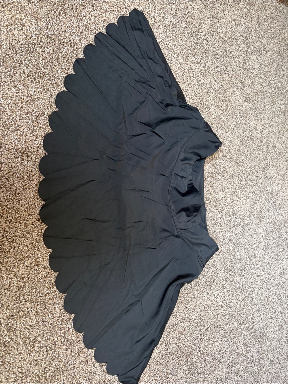 Women's Black Scalloped Hem Circle Skort